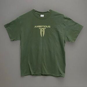 "Ambitious" T Shirt Mens Size Large Sage Green "Show Your Ambition: Risk It All"